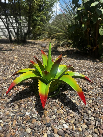 Mini Metal Agave - Garden Art (Cherry Lime)