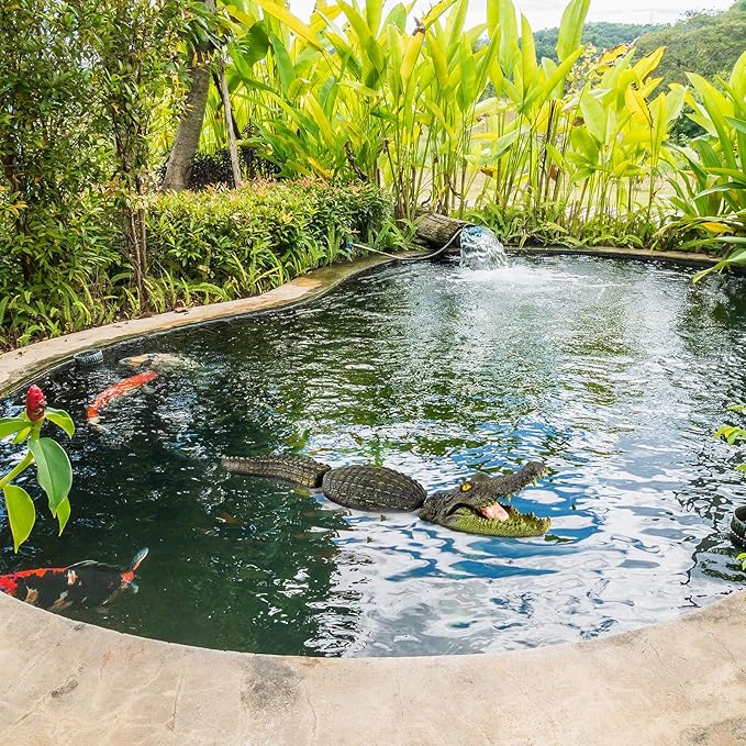 Sotiff 31.5 Inches Floating Alligator Decoy Floating Crocodile Decoy for Pool Fake Alligator Pool Float Statue Garden Animal Figurines Water Pond Decorations for Pond Outdoor Yard, Green