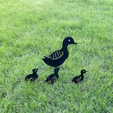 Duck Metal Stake Decorative Garden Stakes Black Duck Silhouette Garden Statues for Yard Outdoor Lawn Patios Garden Decoration, Set of 4