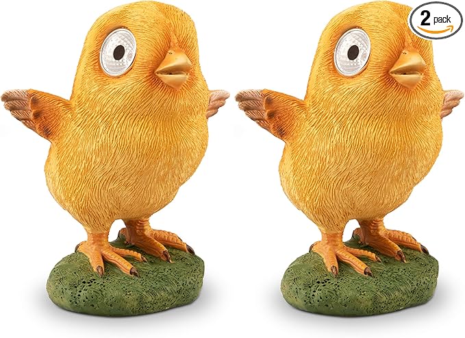 Blazin Solar Garden Baby Chick Decoration (Set of 2) | Outdoor Yard Decor - Lawn Ornaments | Solar Decorative Lights for Patio, Balcony, Deck | Weather Resistant - LED | Housewarming Gift (Set of 2)