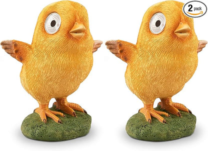 Blazin Solar Garden Baby Chick Decoration (Set of 2) | Outdoor Yard Decor - Lawn Ornaments | Solar Decorative Lights for Patio, Balcony, Deck | Weather Resistant - LED | Housewarming Gift (Set of 2)