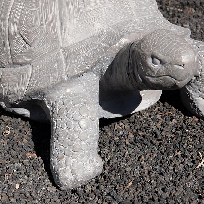 XBrand 30.3" L Light Grey Polystone Turtle Statue for Indoor or Outdoor Garden Decor