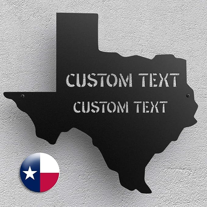 Texas Decor Metal Yard Signs - Outdoor Garden Metal Sign Personalized Name Sign Texas Wall Decor Home Wall Art - Texas State Flag in Ground or Wall Hanging - Family Sign Street Sign Address Sign