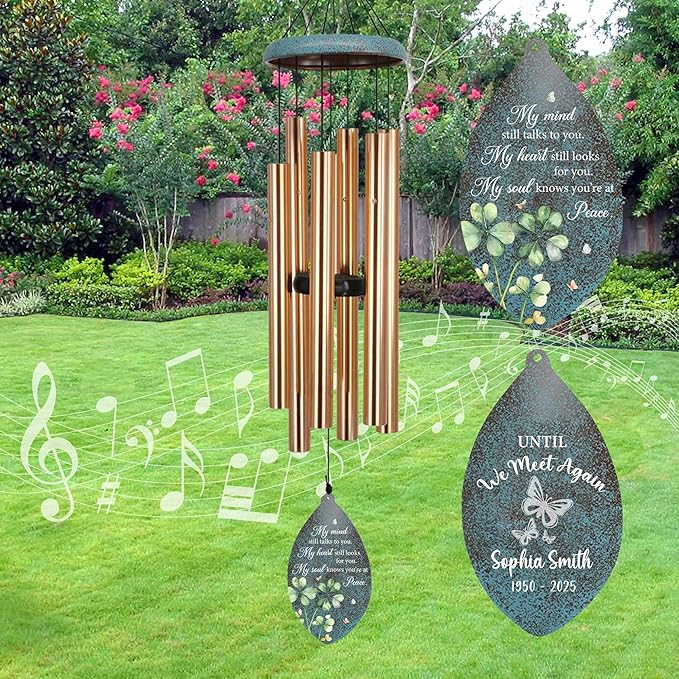 ASTARIN 35" Butterfly Personalized Wind Chimes for Loss of Loved One, Sympathy Gifts for Loss Mom Dad, Windchimes in Memory of a Loved One, Custom Name Outdoor Wind Chime(Produced in USA)