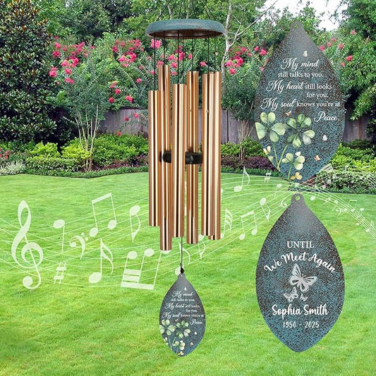 ASTARIN 35" Butterfly Personalized Wind Chimes for Loss of Loved One, Sympathy Gifts for Loss Mom Dad, Windchimes in Memory of a Loved One, Custom Name Outdoor Wind Chime(Produced in USA)