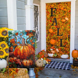 Pumpkin Fall Garden Flag Autumn flags 28x40 Double Sided Large Stained Glass Thanksgiving House Flag Harvest Yard Flag for Outside Porch Lawn Decor