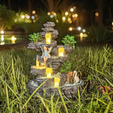 Fairy Garden Accessories Fairies Waterfall Solar Statues, 9" Waterproof Figurines Lights Outdoor House Decorations for Patio Lawn Porch Backyard, Gardening Birthday Gift for Women Kids Grandmom