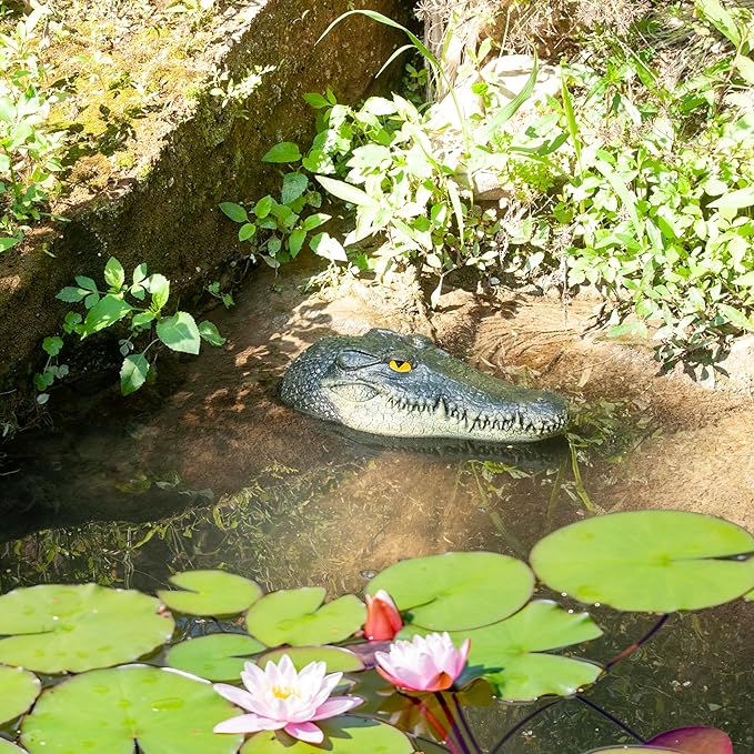 LUEUR Floating Alligator Head Garden Decor for Ponds & Pools – Realistic Crocodile Head Floating Ornament, Decorative Alligator Accent for Outdoor Water Features, Yard & Landscape Decoration