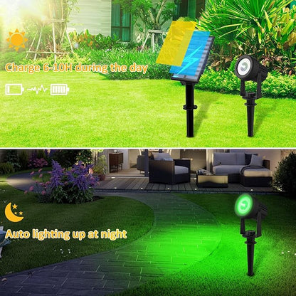 T-SUNUS RGB Solar Spot Lights Outdoor, Color Changing Landscape Light with Separated Panel 9.8ft Cable Waterproof IP65 Dusk to Dawn Garden for Yard Tree Patio Pool Driveway Halloween Christmas