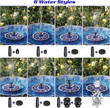 AISITIN 3.5W Solar Fountain Built-in 1800mAh Battery, Solar Bird Bath Fountains with 8 Nozzles, Solar Water Pump for Garden Birdbath Pool Fish Tank Pond and Outdoor (Purple)