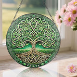 Stained Glass Window Hanging, Pauyadu Tree of Life Sun Catchers, Stained Glass Suncatcher, Tree of Life Decor Gifts for Women, Men, Wife, Lovers, Couple and Friend - 8 Inch