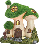 TERESA'S COLLECTIONS Garden Decor, Mushroom Fairy Garden House,Fairy House Decor, Waterproof Resin with Solar Lights, Garden Decor, Garden Gifts for Mom,Indoor/Outdoor,6.7"