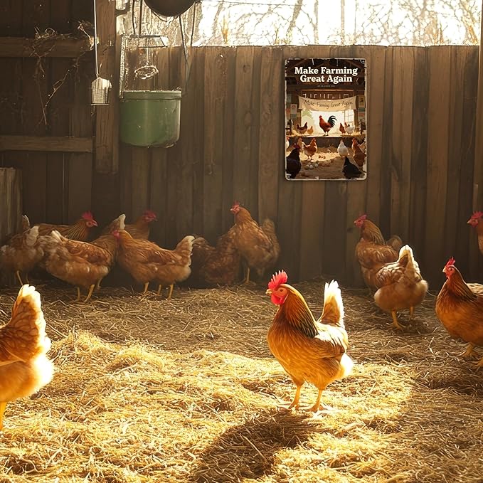 Funny Chicken Coop Signs and Accessories, Make Farming Great Again, Patriotic Farmhouse Metal Wall Art for Coop Farm Stand Chicken Farm Fresh Butt Nuggets Sign 8×12 Inch (brown chicken coop)