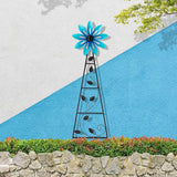 Glitzhome Windmill for Yard, Yellow Flower Garden Windmill Outdoor Wind Spinner, Metal Weather Vane Sunflower Decor, 44”H