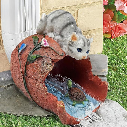 Cat Gutter Downspout Extender Statue, Funny Garden Statue Ornament, Decor Downspout Diverter, Perfect Rain Diverter for 3"x4" Downspouts, Eco-Friendly Resin, Ideal Outdoor Decor Gift