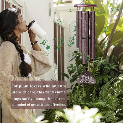 Kubbut Gardening Gifts for Women Men, Plant Gifts 32" Wind Chimes, Garden Gift Decoration for Gardeners Woman, Natural Life Gift Idea, Plant Mom/Lady Present