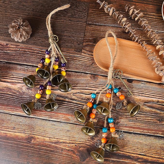2 Pieces Witch Bells for Door Knob for Protection Handmade Decorative Door Hanging Bell Witch Wind Chimes for Boho Home Room Decor(Colorful)