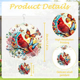 Cardinal Wind Spinner Outdoor, Bird Decor Gift for Men Women, Hanging Metal Wind Catcher with 3" Center Pendant, 12" 3D Stainless Steel Kinetic Art for Garden Yard