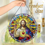 8'' Sacred Heart of Jesus Stained Glass Suncatcher, Stained Glass Window Hanging, Religious Ornament, Christian Home Decor, Gifts for Christmas, Christian Gift, Religious Gift