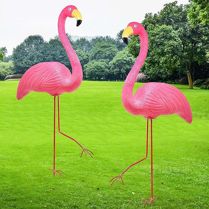 Galashield Pink Flamingo Yard Decorations Pack of 2 Flamingo Decor Ornaments for Outdoor Lawn and Garden