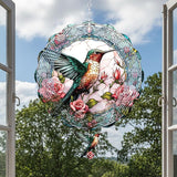 Hummingbird Hanging Wind Spinner - 3D Birds Metal Spinning Decor for Outdoor Garden Indoor Window Balcony 12 Inch Yard Art Ornaments Women Gifts for Mom Wife Grandma Christmas Decoration
