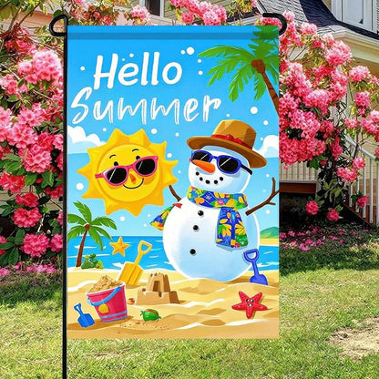 BlissYard Welcome Summer Garden Flag Sunglasses Snowman on Beach Hawaii Seaside Sunshine Decor Seasonal Outdoor Welcome Yard Flag 12 x 18 Inch Double Sided Decoration