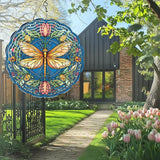 Dragonfly Floral Wind Spinners Outdoor, Hanging Wind Spinner for Garden Decoration, 8 inch 3D Stainless Steel Metal Wind Sculpture for Indoor/Outdoor Decor