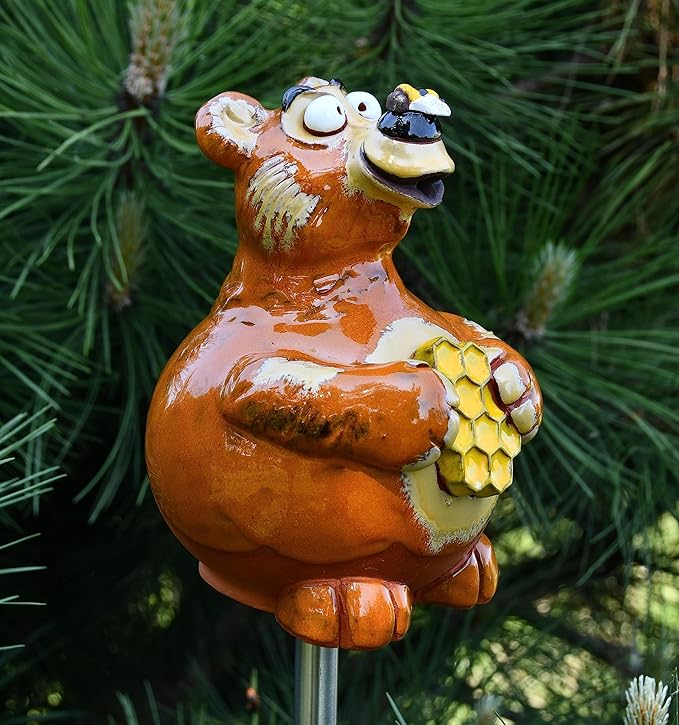 Ceramic Decoration for Garden and Yard | Outdoor Ornament with Stake | Bear | GKR70