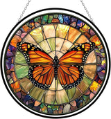 Monarch Butterfly Suncatcher, Stained Window Hanging-Suncatcher for Window, Nativity Scene Window Hanging Stained, Christmas Ornaments Home Xmas Decor, Christian Gift for Family Mom