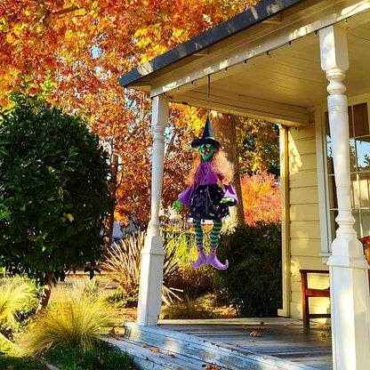 POPGIFTU 35" Halloween Witch 3D Windsock – Outdoor Hanging Witch Decoration for Yard, Porch, Garden or Party