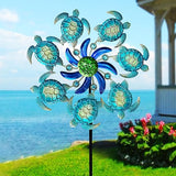 Sea Turtle Wind Spinners Garden Stake, 39" Turtles Wind Spinner Outdoor Decorations- Metal Green Outside Lawn Stake Wind Sculptures for Yard Patio,Lawn & Garden Art Decor