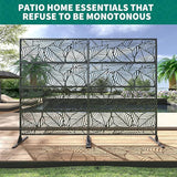 Garveelife Metal Privacy Screen 72" H×47" W for Outdoor Freestanding Decorative Privacy Wall Panels with Stand, Patio Balcony Screens for Outside Divider Deck Porch Garden, 1PC