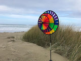 In The Breeze Rainbow Triple Wheel Spinner- Ground Stake Included - Colorful Wind Spinner for your Yard and Garden