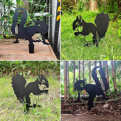 Tipmant Metal Iron Art Decoration Animal Silhouette Decorative Stakes Statues Ornament Crafts for Outdoor Gardens, Yard, Courtyards, Parks, Lawns, Potted Plants, Patio (4 Squirrels)