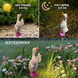 Solar-Powered Goose Garden Statue - Outdoor Goose Decor with Solar Light, Resin Solar Garden Statue Waterproof for Porch, Patio, Lawn - Goose Figurine Gift for Moms, Grandmas, Women Gardening Lovers