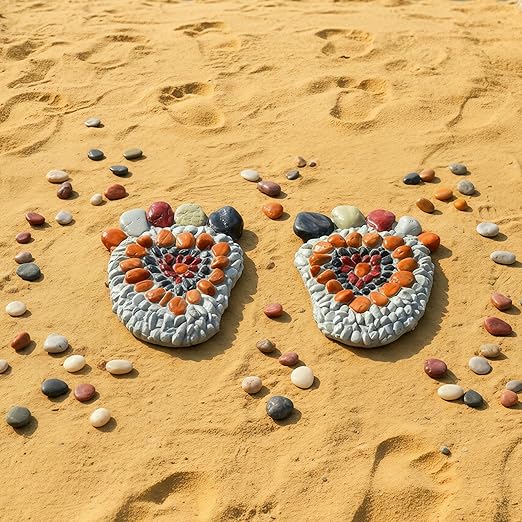 Garden Stepping Stones - Decorative Garden Stones for Patio, Deck, Garden or Sidewalk Faux Cobblestone Stepping Stones (Set of 2#A Small Size