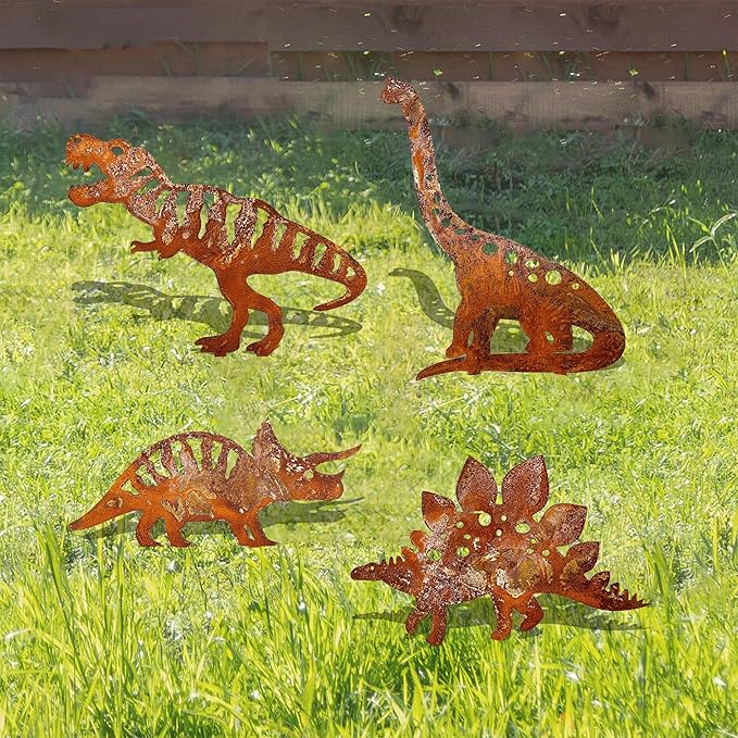 Decorative Dinosaur Garden Statues, Dinosaur Garden Stakes, Yard Lawn Decor – Ideal Outdoor Clearance Gift for Dinosaur Lovers, noxozoqm240510