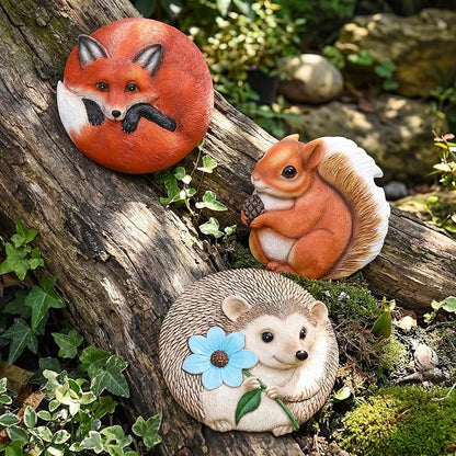 Cinnvoice 3 Pack Garden Stepping Stone Outdoor, Decorative Dimensional Resin Stepping Stones for Patio Pathway Landscaping Walkway Sculpture Yard Backyard Lawn(Animal,10 Inches)