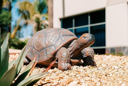 XBrand 21.3" L Brown and Black Concrete/MgO Walking Turtle Statue, Indoor or Outdoor Décor, Garden Décor, Turtle Statuary