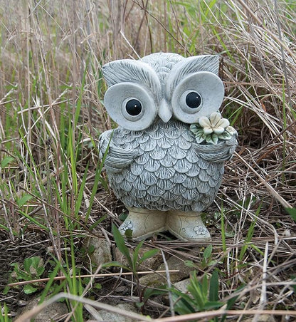 Roman Garden - Owl in Rain Boots Statue, 8.75H, Pudgy Pals Collection, Resin and Stone, Decorative, Garden Gift, Home Outdoor Decor, Durable, Long Lasting