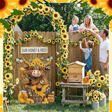 Amyhill Bee Highland Cow Outdoor Decor Honeybee Cow Metal Garden Stakes Decorative Rustic Bee Calf Lovers Yard Signs with Stakes for Farmhouse Spring Garden Lawn Outdoor Decorations