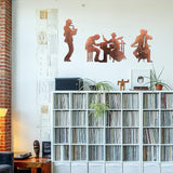 J-Fly Music Art Wall Decor Jazz Decoration Cowboy Metal Wall Art Rustic Indoor and Valentine Home Decor With Saxophone Cello Drum Kit And Piano,Brown