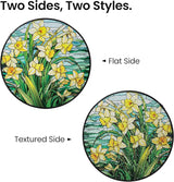 AELS Stained Glass 7.87" Round Suncatcher, Colorful Sun Catcher for Home Garden Window Decor, Window Hanging Ornament Gift for Friends and Family, Yellow Blossom