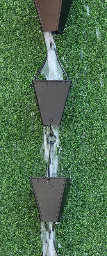 KAM Home Bronze Tapered Square Cups Rain Chain with Installation Kit (Black, 11)