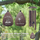 TRILVIX Retirement Gift for Woman Men – 32" Wind Chimes with Happy Retirement Tag, Outdoor Decoration for Retirement Party, Cool Retirement Gifts for Teachers Coworkers Boss Nurses Colleague Friends