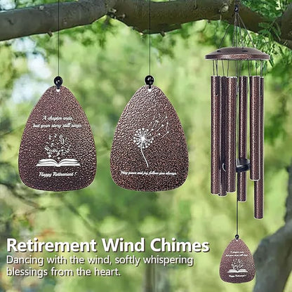TRILVIX Retirement Gift for Woman Men – 32" Wind Chimes with Happy Retirement Tag, Outdoor Decoration for Retirement Party, Cool Retirement Gifts for Teachers Coworkers Boss Nurses Colleague Friends
