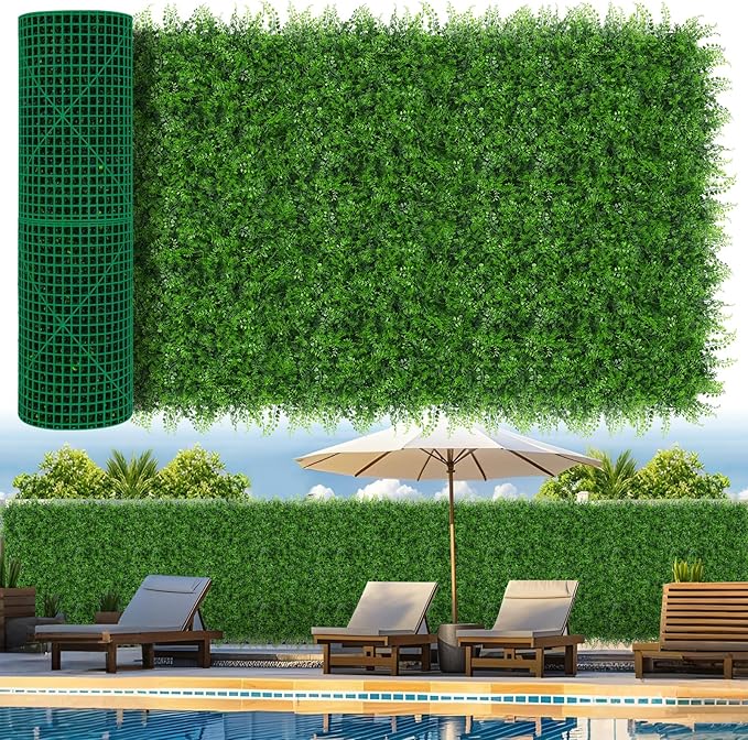 Grooy 40"x120"(33.33 SQFT) Artificial Hedge Grass Wall Roll Panels, Boxwood Panels, Greenery Wall Backdrop, UV Protected Privacy Fence Screen for Outdoor Indoor Wedding Décor