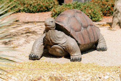 XBrand 28" L Brown and Black Concrete/MgO Walking Tortoise Statue, Indoor or Outdoor Décor, Garden Sculptures, Turtle Garden Statue