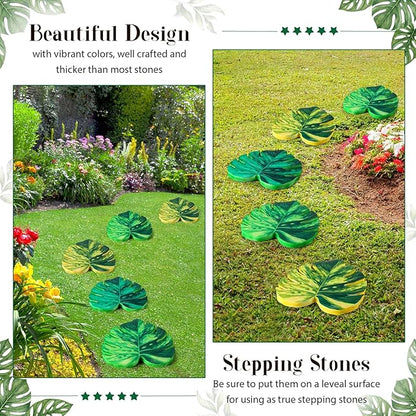 Cinnvoice 3 Pack Stepping Stones Resin Decorative Garden Stepping Stone Garden Decor for Patio, Walkway Sculpture Yard(Monstera Deliciosa,8.4×10 Inches)