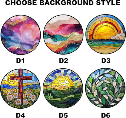 Personalized Custom Photo Mother Gifts Stained Glass Window Hanging - Customized Memorial Ornaments Suncatchers Christmas Birthday Mother's Day for Lovers Women Men Dad Mom Grandma
